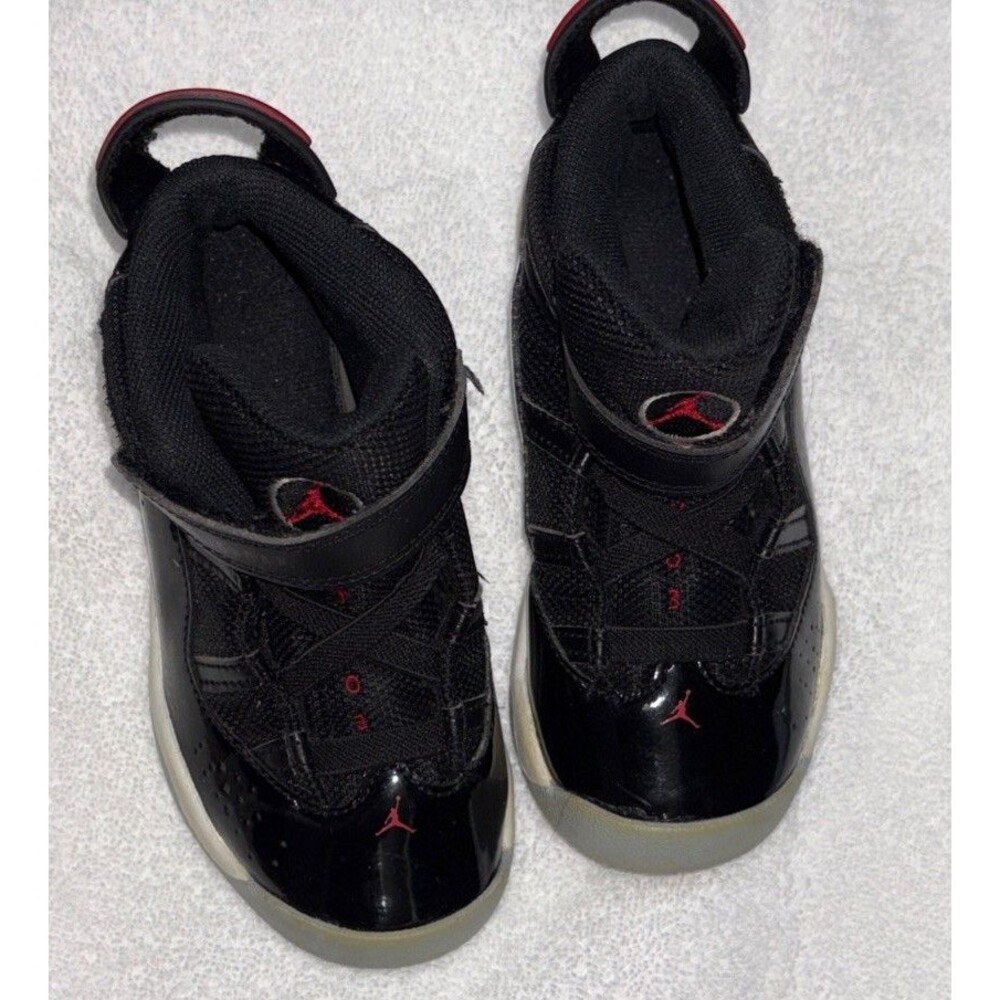 Nike Air Jordan 6 Rings TD Bred Black Red 323420-064 Toddler 10C Preowned